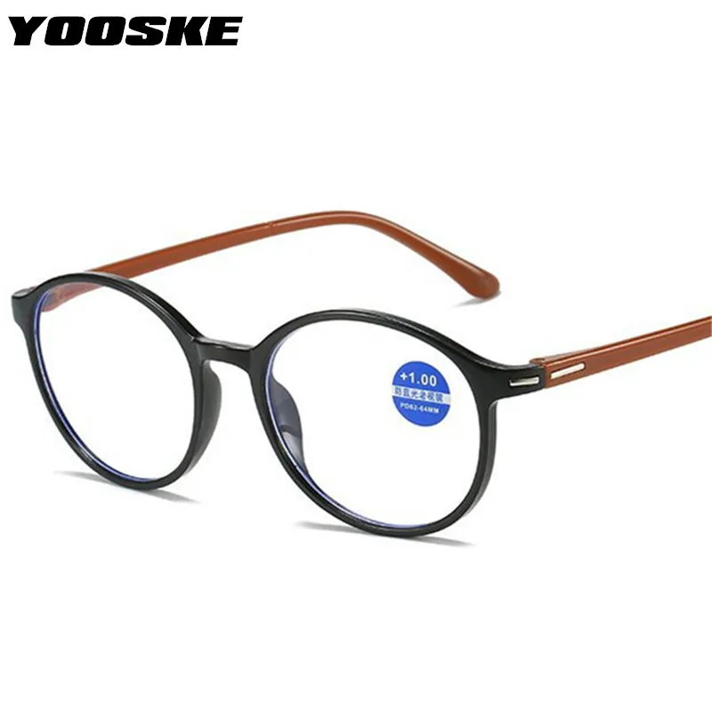 YOOSKE Ultralight Okrúhle Okuliare na Čítanie Muži Ženy Móda Anti Modré Svetlo Presbyopia Okuliare Predpis Ďalekozrakosť +1.0 +1.5