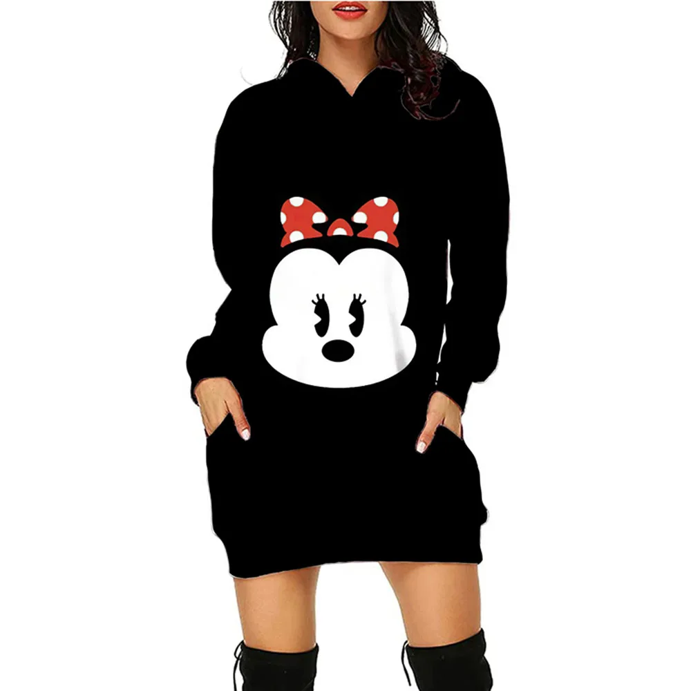 Disney Žien Hoodie 2022 Šaty Voľné Šnúrkou s Kapucňou, Ženy Mikina Šaty Športovej Módy Streetwear Dámske Oblečenie