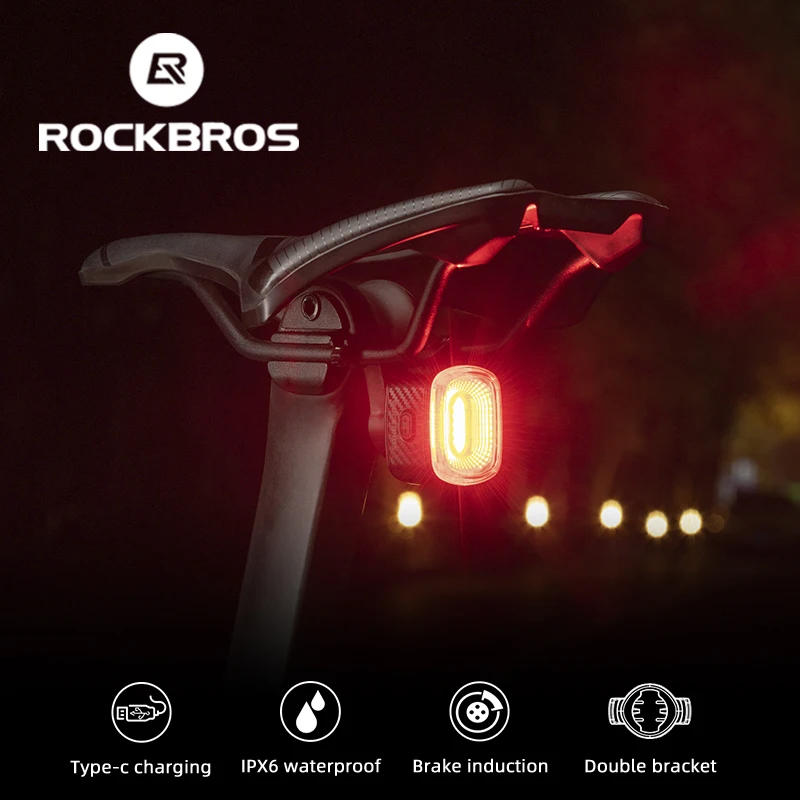 ROCKBROS Typ-C Požičovňa Brzdové Svetlo IPx6 Smart Zadné Svetlo na Bicykli zadné Svetlo LED na Koni Výstražné Bezpečnostné Svetlo na Bicykel Accessorie