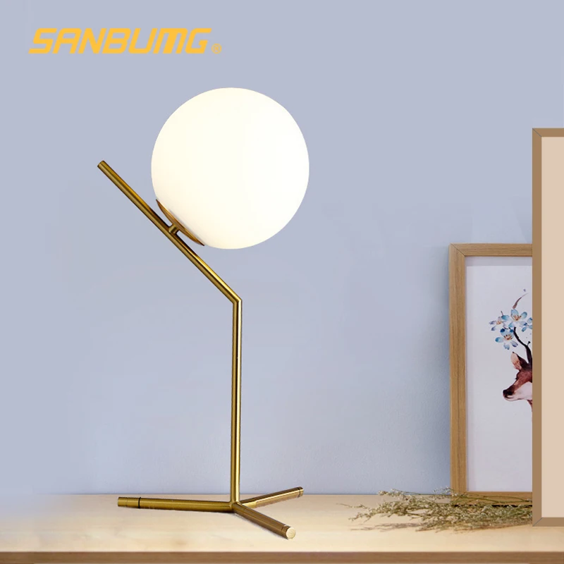 SANBUMG Tabuľka Svetlo LED Nordic Stolná Lampa 5W/9W/40W White/Black/Gold Sklo LED Svetlo pre Spálne/čitáreň/Pracovná Miestnosť Obrázok 0 