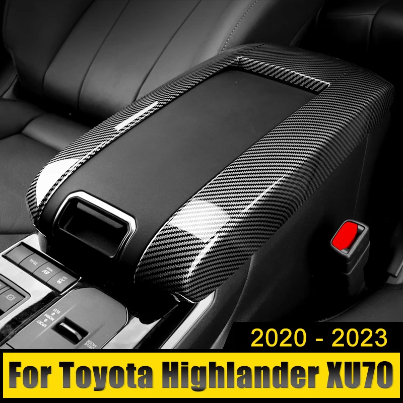 Carbon Auto Strednej lakťovej opierky obal Dekoratívne Rám Orezania Nálepka Pre Toyota Highlander Kluger XU70 2020 2021 2022 2023 Hybrid