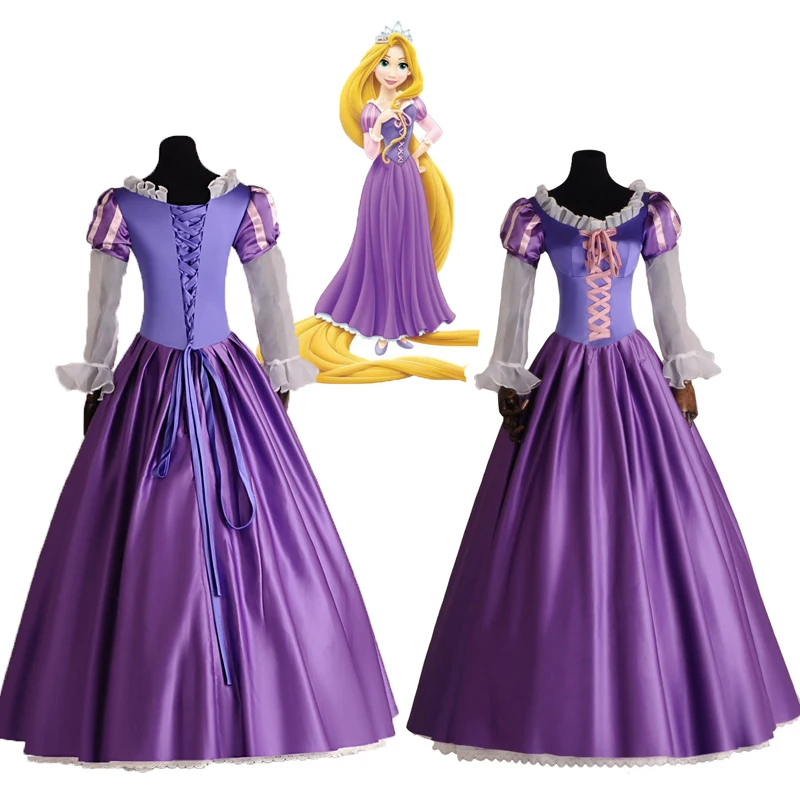 Princezná Rapunzel Cosplay Kostým pre Dospelých Žien Halloween Kostým pre Dievčatá, Vianočný Večierok Žien Fialové Šaty S Parochňu Obrázok 0 