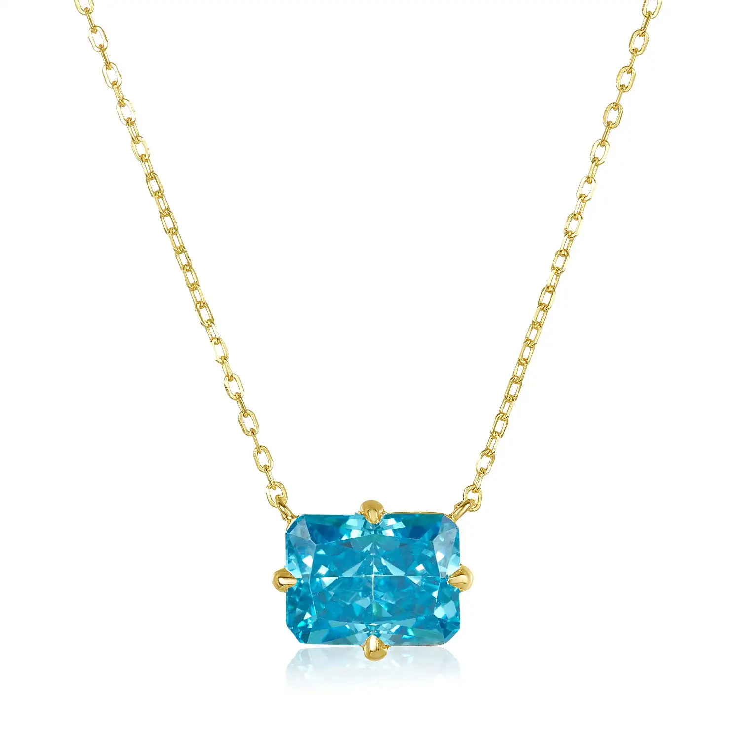 Jednoduché Farebné Jeden Kamenný Náhrdelník Prívesok Pre Ženy, Zlatá Farba Geometrické Obdĺžnik 5A CZ Módne Šperky