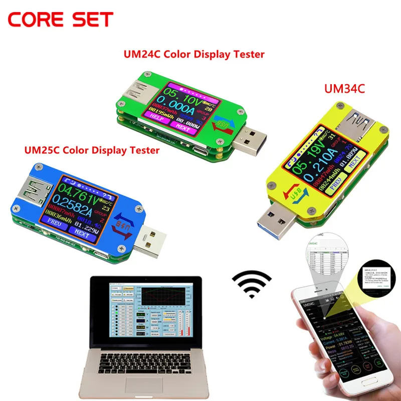 UM34/UM34C UM24/UM24C UM25/UM25C Farebný LCD Displej USB Napätie Tester Aktuálne Voltmeter Merač Nabitia Batérie Opatrenie Obrázok 0 