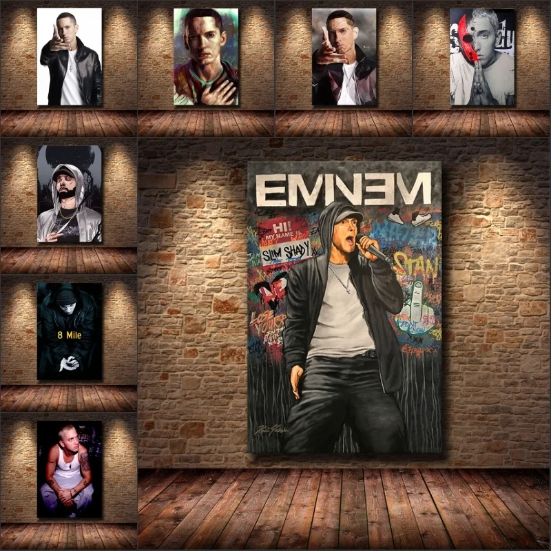 Maliarske Plátno Eminem Hip Hop Rap Boh Super Spevák A Rapper Hudobné Hviezdy Plagáty A Vytlačí Wall Art Obraz Abstrakt Domova