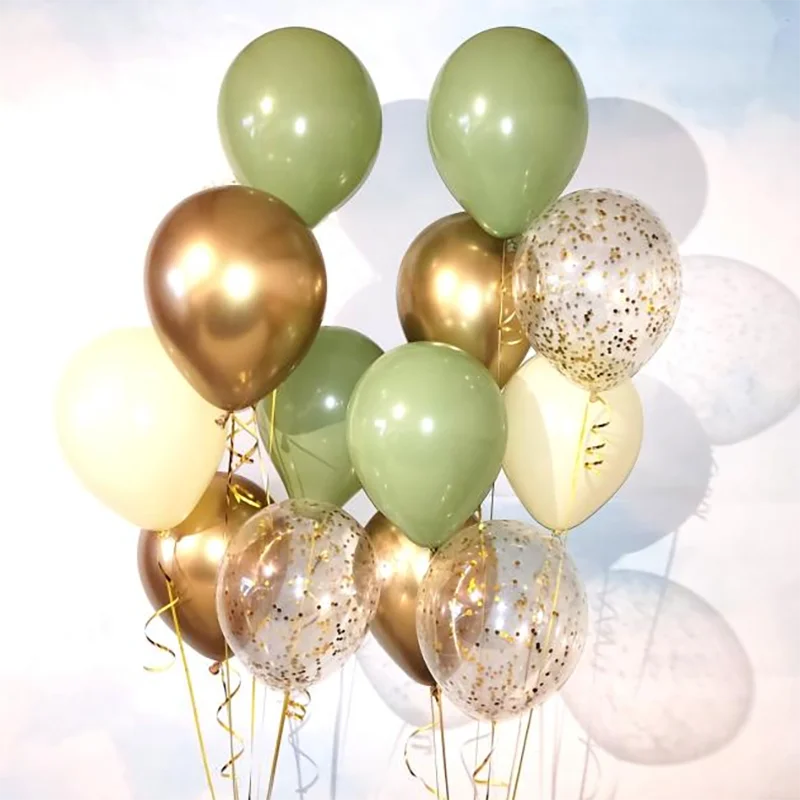 20pcs Retro Avokádo Zelená Chrome Zlato Latexové Balóny Dievčatá Narodeninovej Party Dekor Baby Sprcha Vzduchu Ballon Svadbu, Krst Dodávky