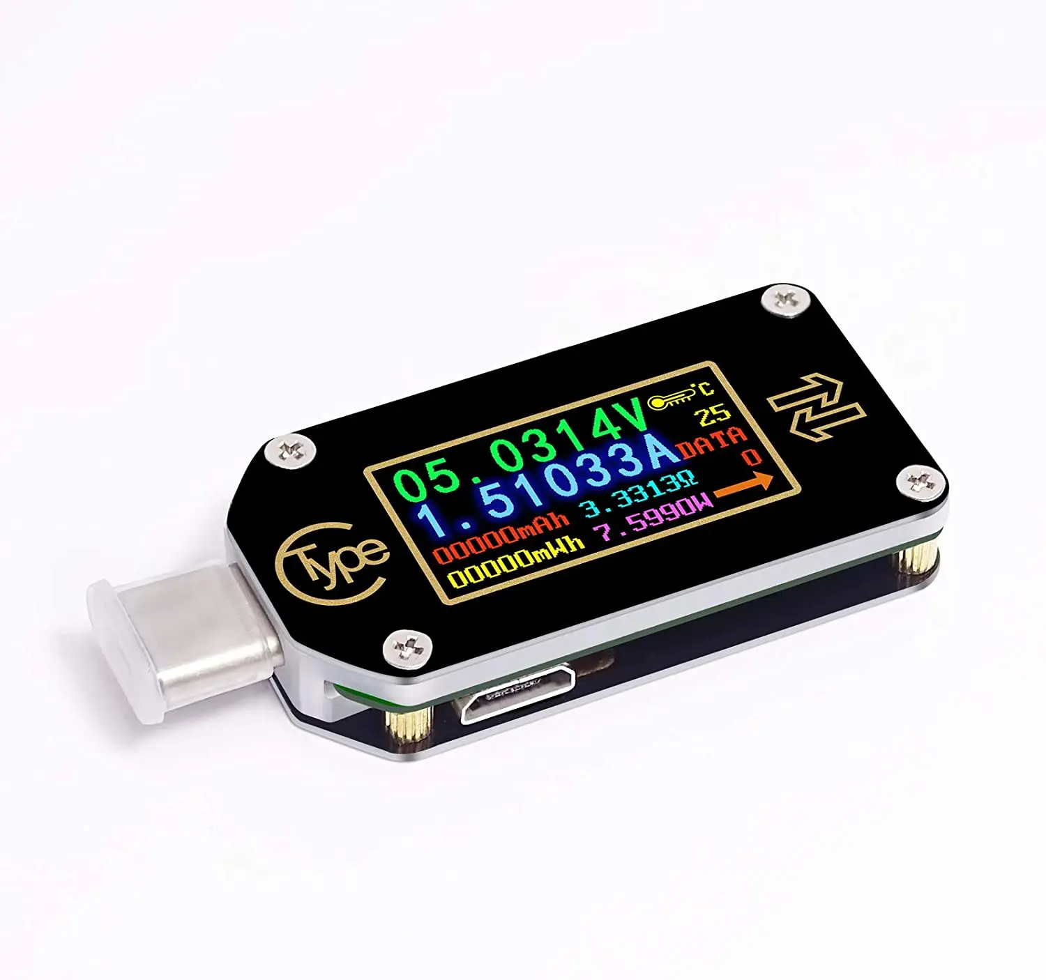 TC66/TC66C Digitálny Multimeter Voltmeter Ammeter Typu C a PD Spúšťa 2 Režimy USB Nabíjanie Batérie Tester