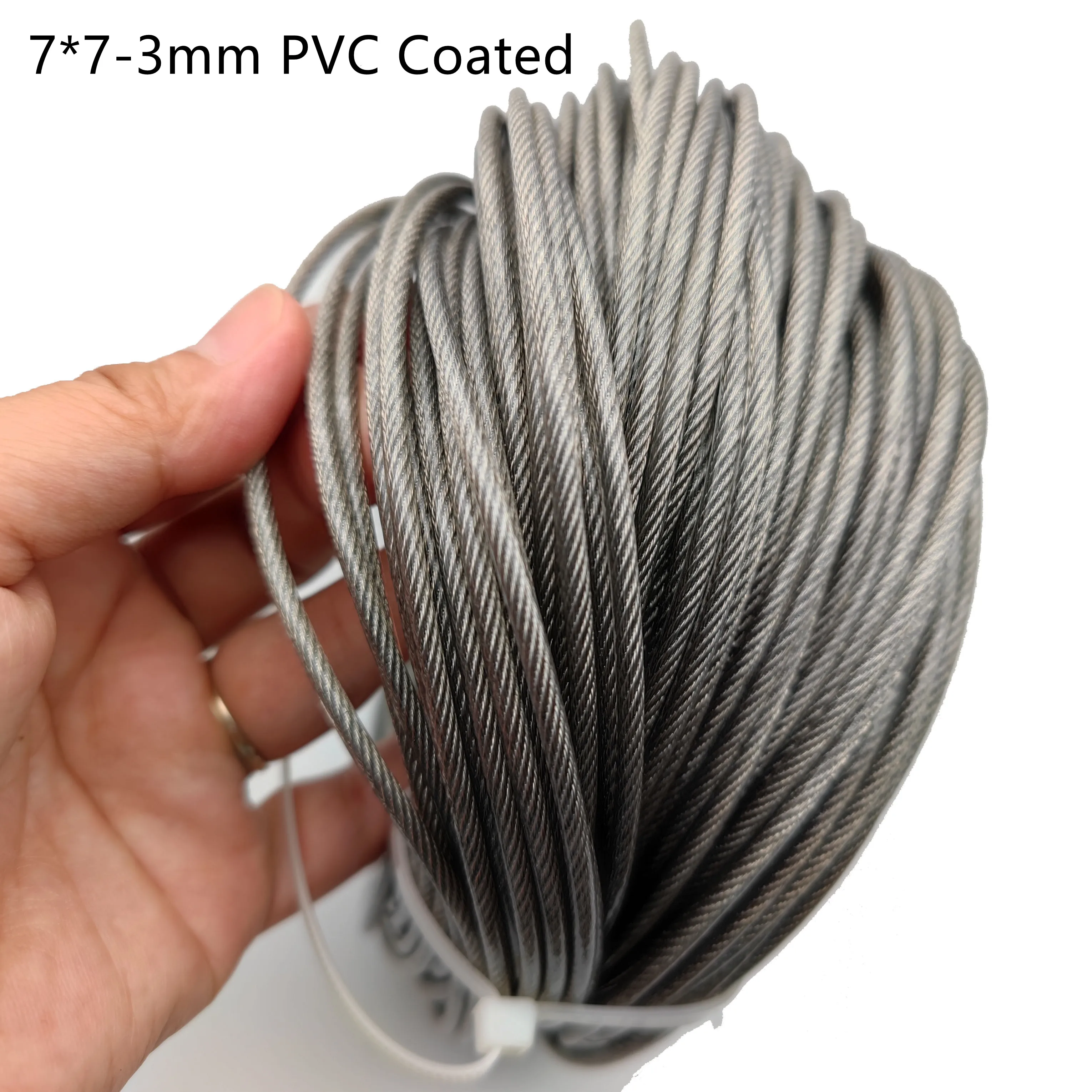 Poplastovanie PVC 50 M 2 mm/3 mm 7X7 Konštrukcia 304 Nerezovej ocele oceľové laná Mäkšie Rybárske Zdvíhacie Kábel