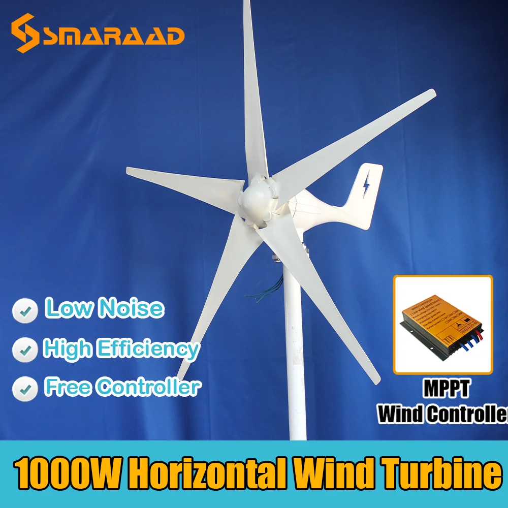 Vysoká Účinnosť Veterných turbín 600W1000w Malý veterný Mlyn MPPT Regulátor, Nízkou úrovňou Šumu Rodiny Pouličné Lampy, Malá Dielňa