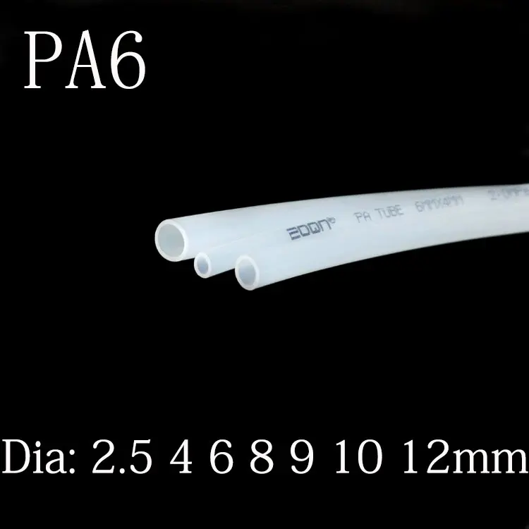 PA6 Nylon Trubice 2,5 mm - 10 mm Pneumatické Vzduchu chemické látky Vykurovací Olej, Hadice Pevného Potrubia 1Meter