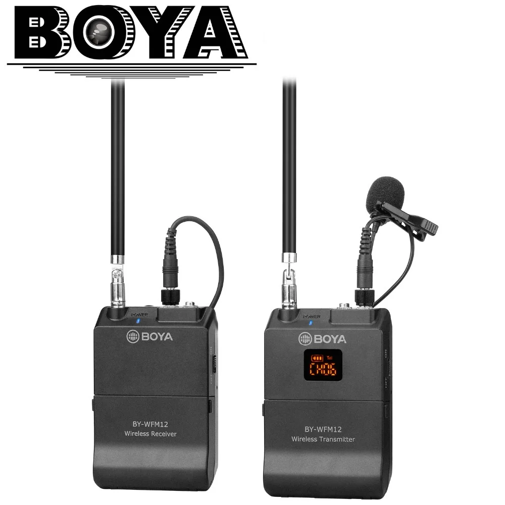 BOYA BY-WFM12 VHF Bezdrôtový Mikrofón Systém pre systém IOS, Android Smartphony, Video, digitálnych zrkadloviek, Kamery, Audio rekordéry, Vysielateľov,