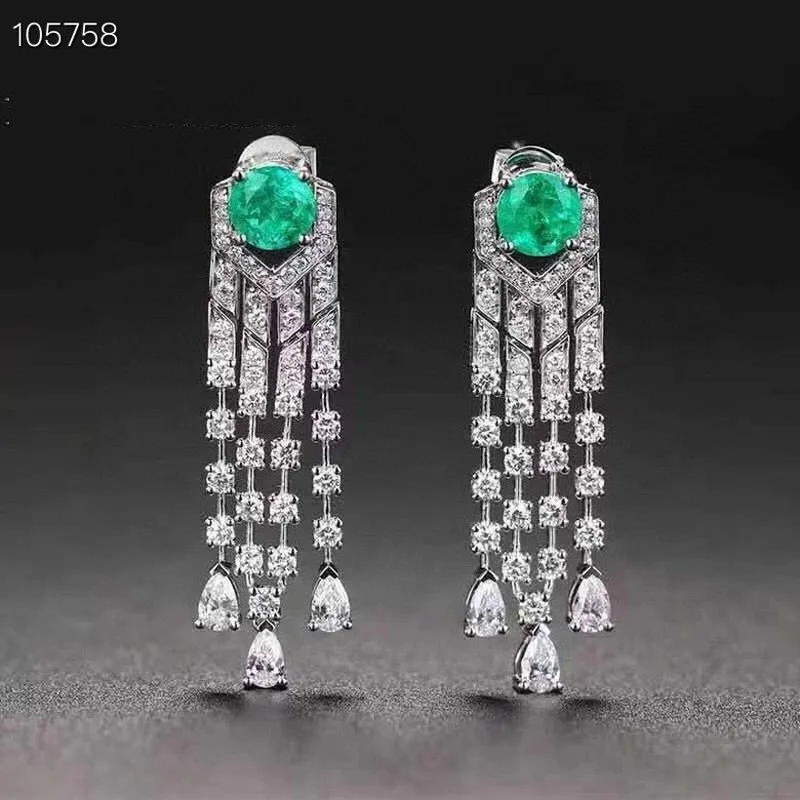 Prírodné Malé Smaragdové Drahokam Drop Náušnice Reálne 925 Striebro Náušnice Jemný Šarm, Svadobné Šperky pre Ženy