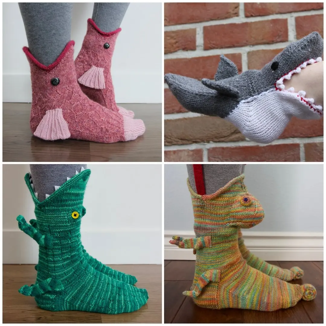 Zrastov Krokodíla Ponožky-Pletené Ponožky Animal Funky Pletenie Vzor Rozmarný Alligator Pletenie Putá Zábavné Ponožka 2022 Vianočné Darčeky