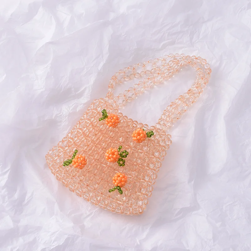 Jasné, Crystal Dievča Diy Korálkové Tkané Kabelka Retro Orange Sóda Taška Pre Ženy 2022 Ručné Tašky Darček pre Dámu