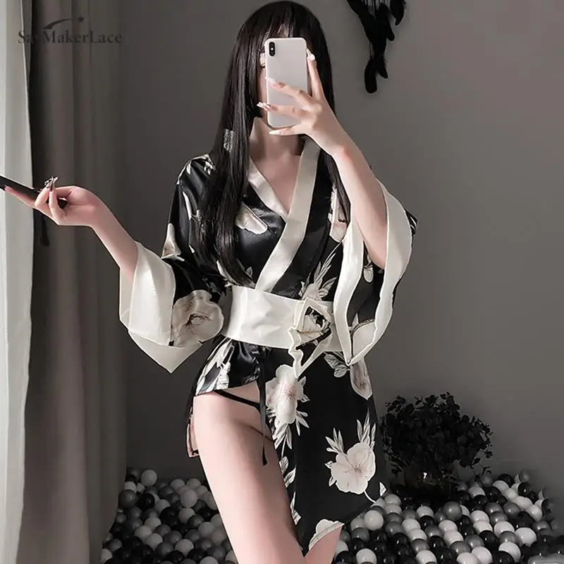 Ženy Klasické Kimonodress Jednotné Erotické Pokušenie Sexy Kimono Kostým Erotické Sleepwear Tlač Japonský Sleepwear