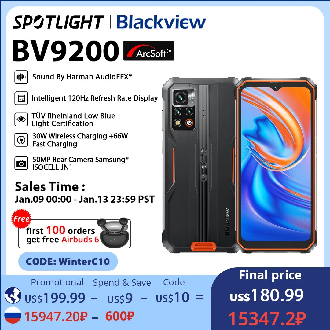 [Svetová Premiéra] Blackview BV9200 Robustný Telefón, Mobil, Android 12 Mobilný Telefón, 8 GB 256 GB, 66W Rýchle Nabitie, G96,120HZ