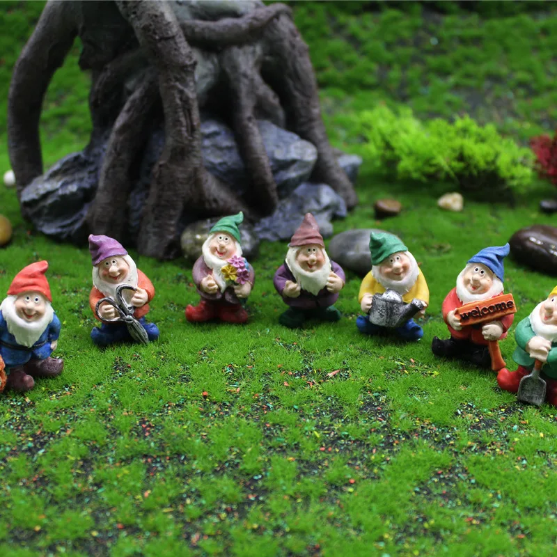 1 Set Roztomilé Mini Živice Sedem Trpaslíkov Socha Bonsai Dekorácie, Rekvizity Na Stôl Vonkajšie Záhradné Plastiky Dekor Ornament Dropshipping Obrázok 1 