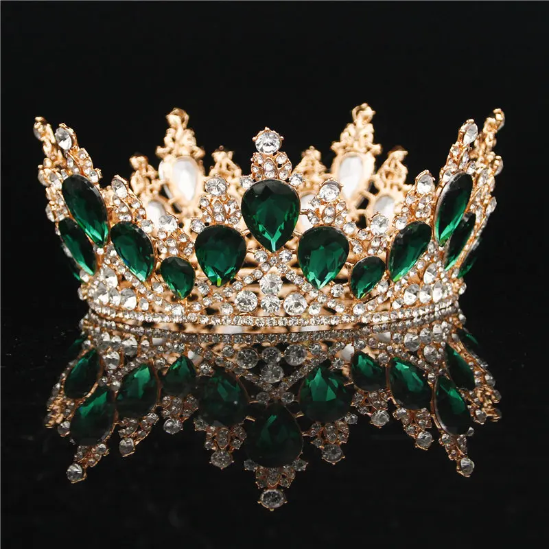 Kráľovná Kráľ Tiaras a Koruny hlavový most Svadobné Hostiny, Vlasy, šperky Kolo Diadem Módne Vlasové Ozdoby Sprievod Crystal Koruna Obrázok 1 