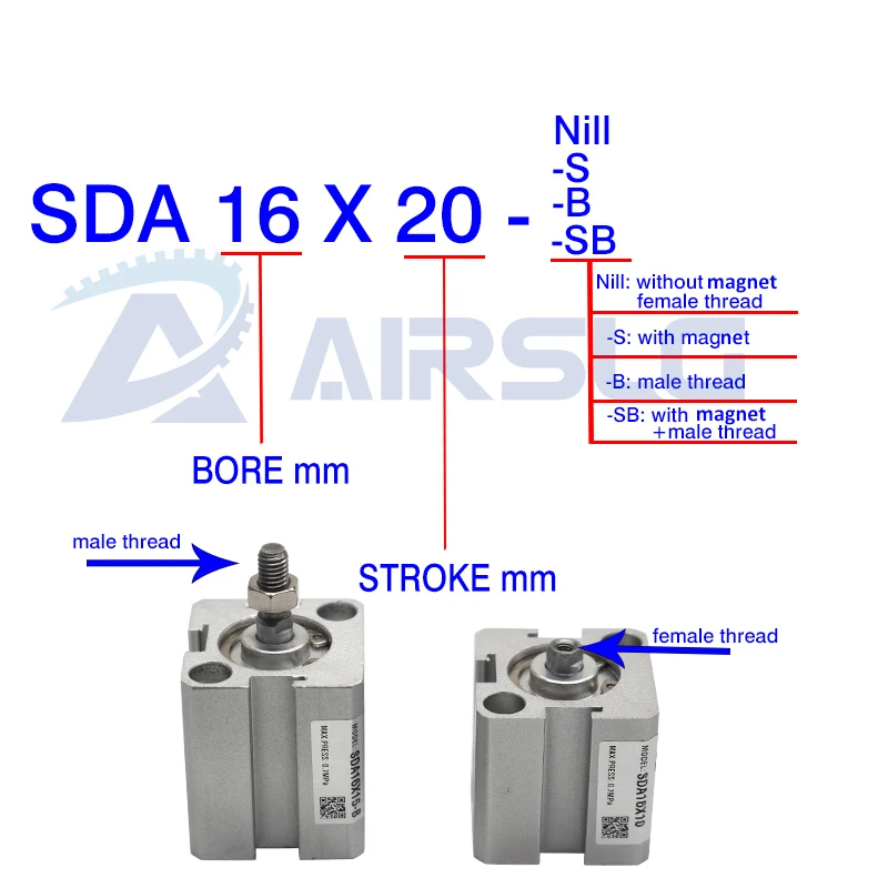 SDA 25 mm pneumatické dvojčinné piest valec kompaktný pneumatického valca zdvih 5-100mm SDA25 SDA25-25 dvojlôžkových vzduchu valca Obrázok 1 