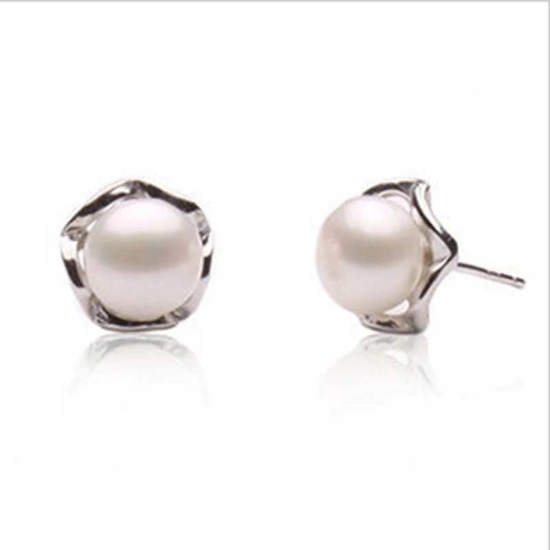 YIKALAISI 925 Sterling Silver šperky nové 100% prírodné sladkovodné perly stud náušnice šperky pre womenbest darček pre ženy Obrázok 2 