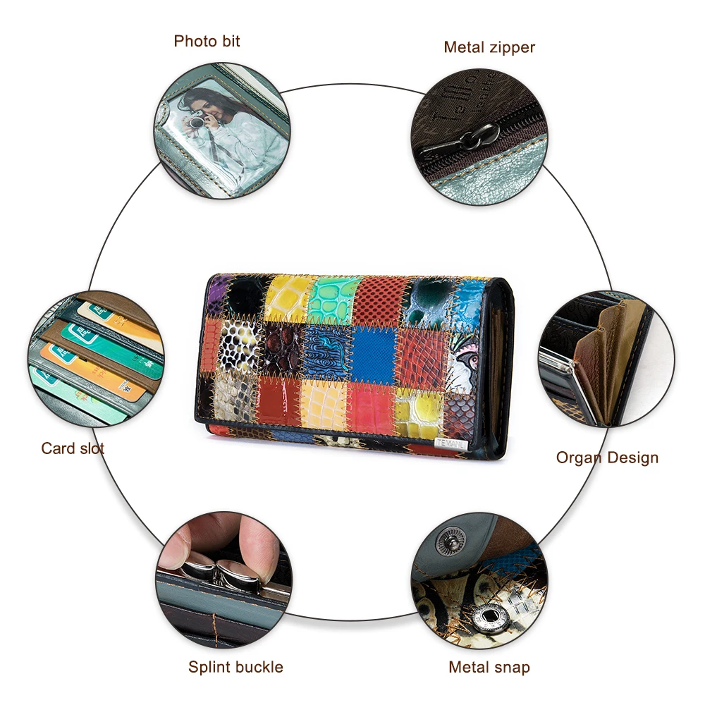 WESTAL peňaženky ženy originálne kožené kabelky ženy dámske kožené peňaženky dlho patchwork dámske peňaženky a kabelky pre karty 544 Obrázok 2 