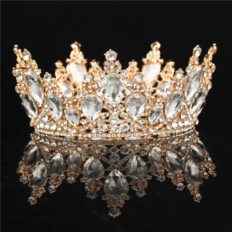 Kráľovná Kráľ Tiaras a Koruny hlavový most Svadobné Hostiny, Vlasy, šperky Kolo Diadem Módne Vlasové Ozdoby Sprievod Crystal Koruna Obrázok 2 