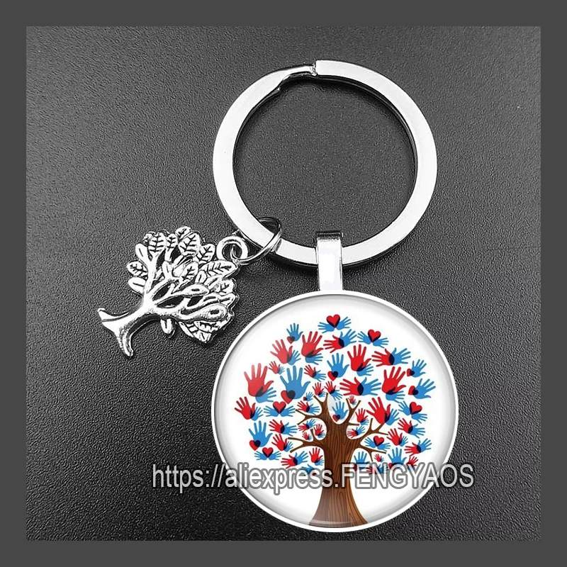 Dôstojný Život Stromu Kľúč Reťazca Človeka Čierny Strom Sklo Cabochon Keyrings Života veľa Šťastia Kabelku kľúčenky Darček pre Rodičov Obrázok 2 