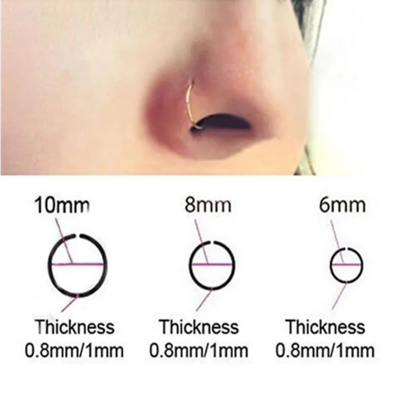100ks/Veľa Chirurgickej Ocele Punk Otvoriť Bezšvíkové Hladko Septum Hoop Nose Krúžok Náušnice Telo Nosa Piercing Pery Obrázok 3 