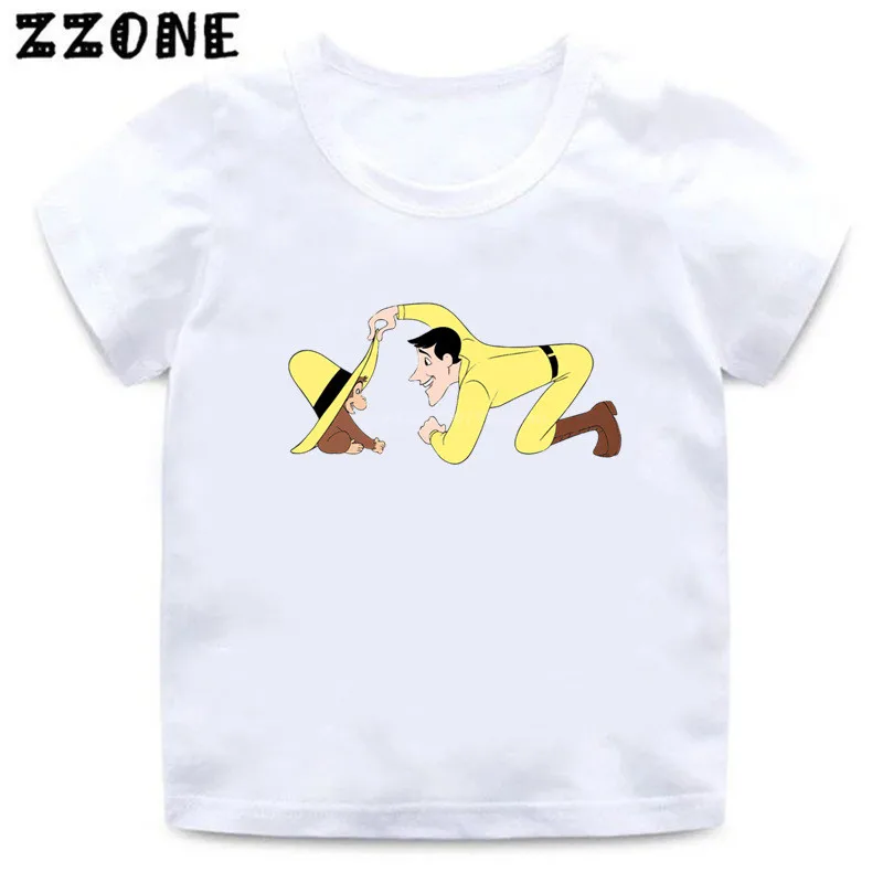 2020 Nové Letné Baby Chlapci tričko Zvedavý George Karikatúra Tlače Deti T-Shirts Legrační Opice Deti, Dievčatá, Topy, Šaty,HKP5266 Obrázok 3 