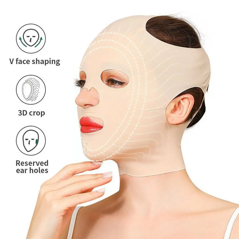 3D Opakovane Priedušná Krása Ženy Proti Vráskam Chudnutie Obväz Spanie Tvár Plná Maska Výťah Shaper V M9U2 Obrázok 3 