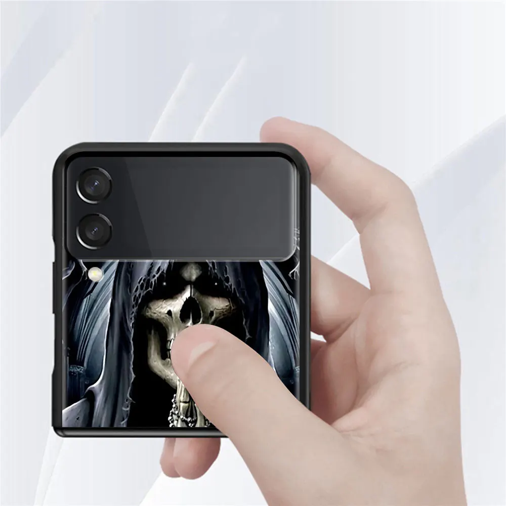 Puzdro pre Samsung Galaxy Z Flip 3 4 5 G Flip 4G Shockproof Capa 6.7 Palcov Black Hard PC ZFlip 3 Kryt Telefónu Retro Lebky Motýľ Obrázok 4 