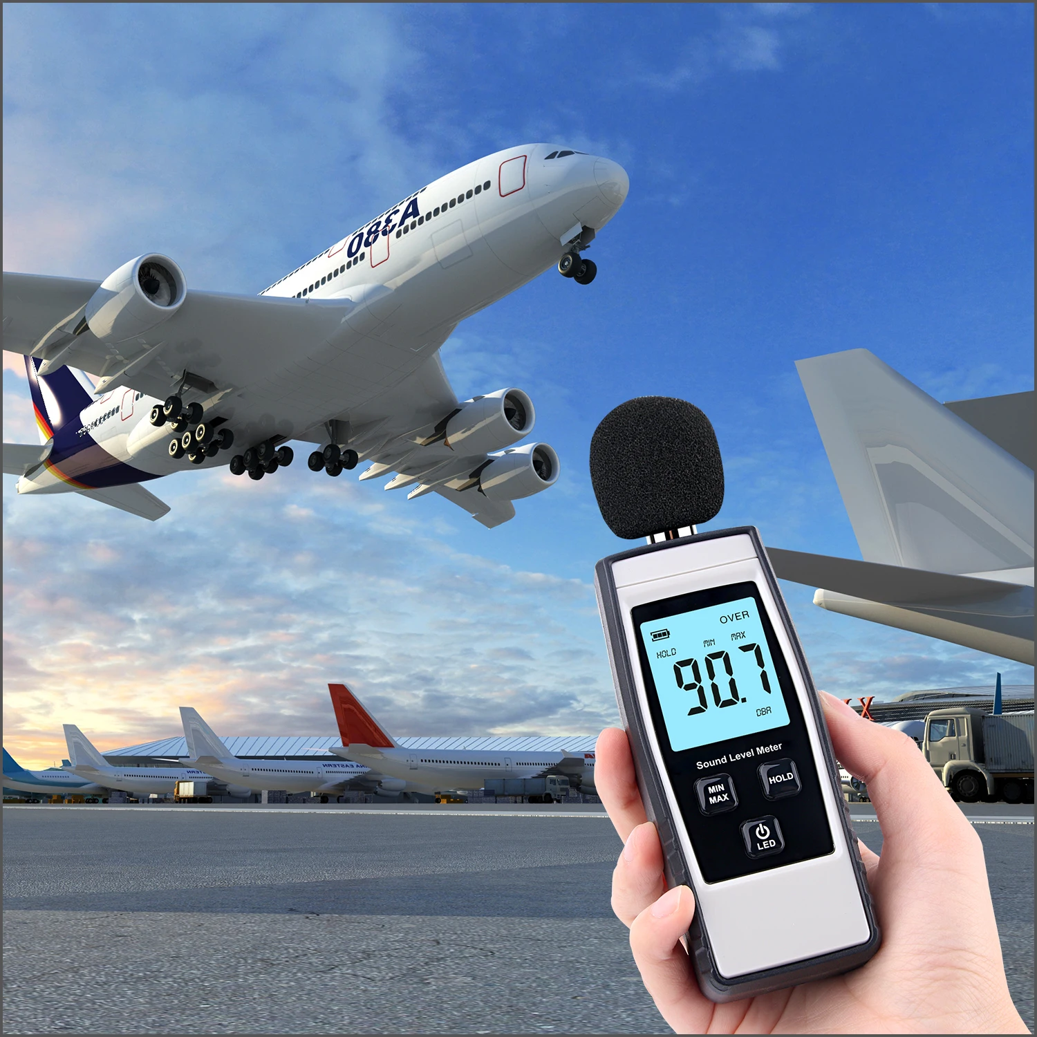 RZ Zvukomer Digitálne Prenosné DB Meter Zvuk Monitora Hluku Audio Level Meter 30-130dB Decibelov Mini Merač Obrázok 4 