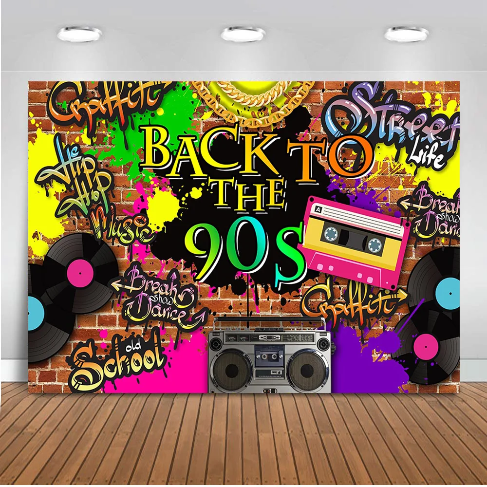 80. rokov, 90s Party, Fotografovanie Udalostí Hip Hop, Disco Tému Retro Štýl Foto Pozadie Dospelých Birthday Banner Neon Photobooth Rekvizity Obrázok 4 