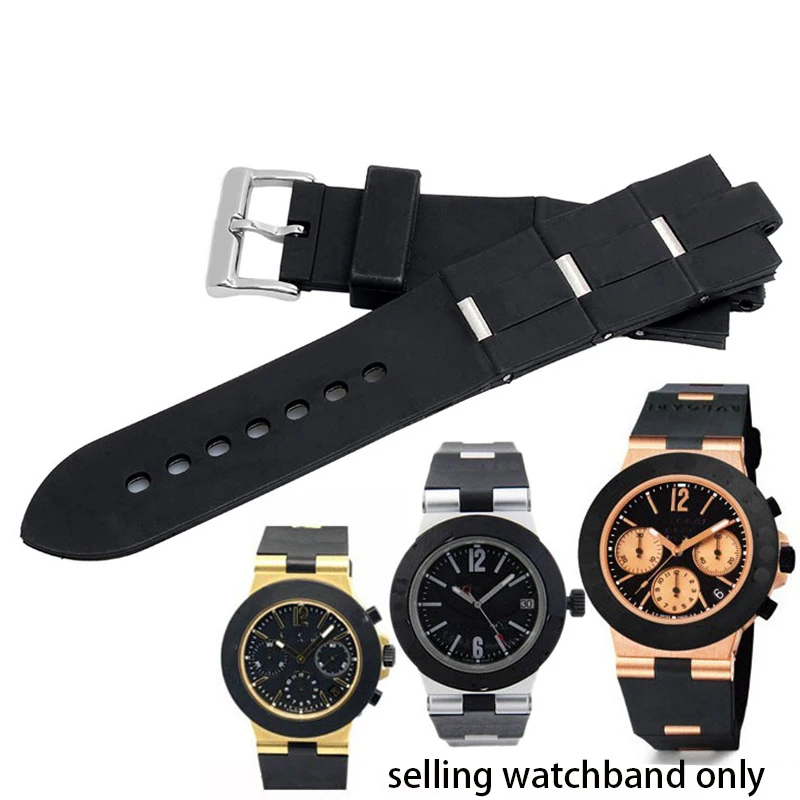 Vypuklé silikónové watchband pre Bvlgari Bulgari hodinky remienok 22 * 8 mm čierny silikónový pás mäkké žien náramok, hodinky, príslušenstvo Obrázok 4 