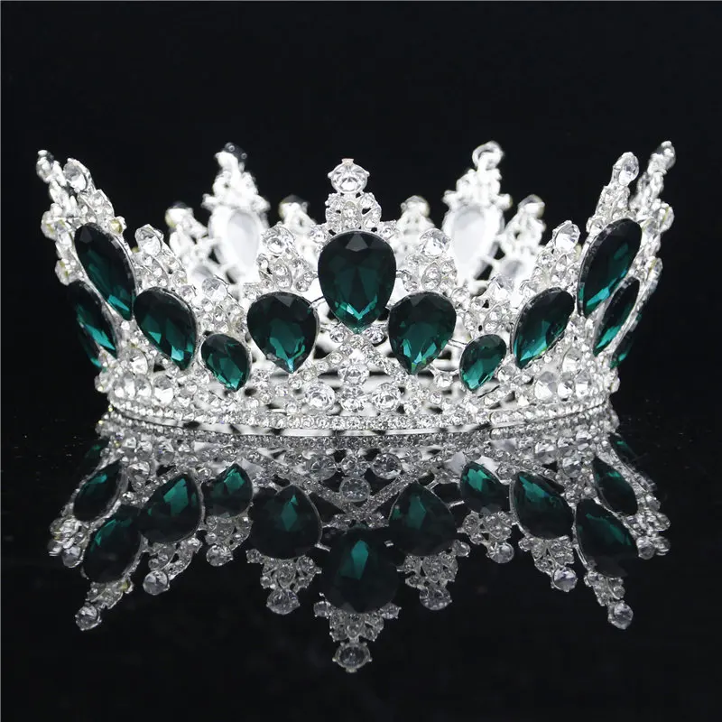 Kráľovná Kráľ Tiaras a Koruny hlavový most Svadobné Hostiny, Vlasy, šperky Kolo Diadem Módne Vlasové Ozdoby Sprievod Crystal Koruna Obrázok 4 