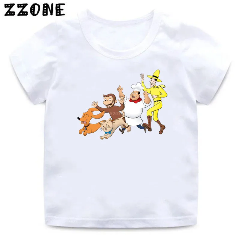 2020 Nové Letné Baby Chlapci tričko Zvedavý George Karikatúra Tlače Deti T-Shirts Legrační Opice Deti, Dievčatá, Topy, Šaty,HKP5266 Obrázok 4 