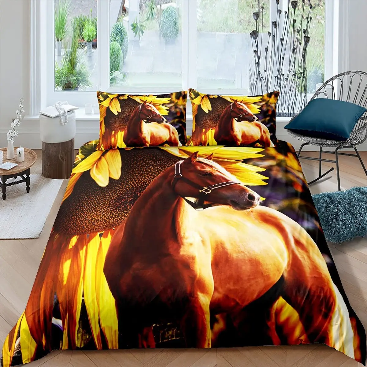Kôň Perinu Farma Zvierat Vzor Hnedé Milovník Koní posteľná bielizeň Nastaviť Mikrovlákna, prehoz cez posteľ Kryt pre Mladistvých Dospelých Kráľovná Deka Kryt Obrázok 4 